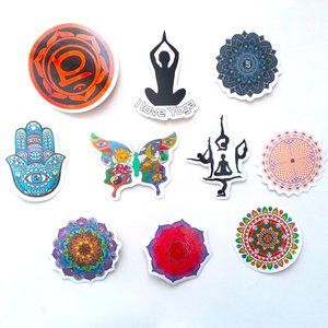 10 Yoga Mandala Stickers Lot Namaste Meditation Chakras Pilates